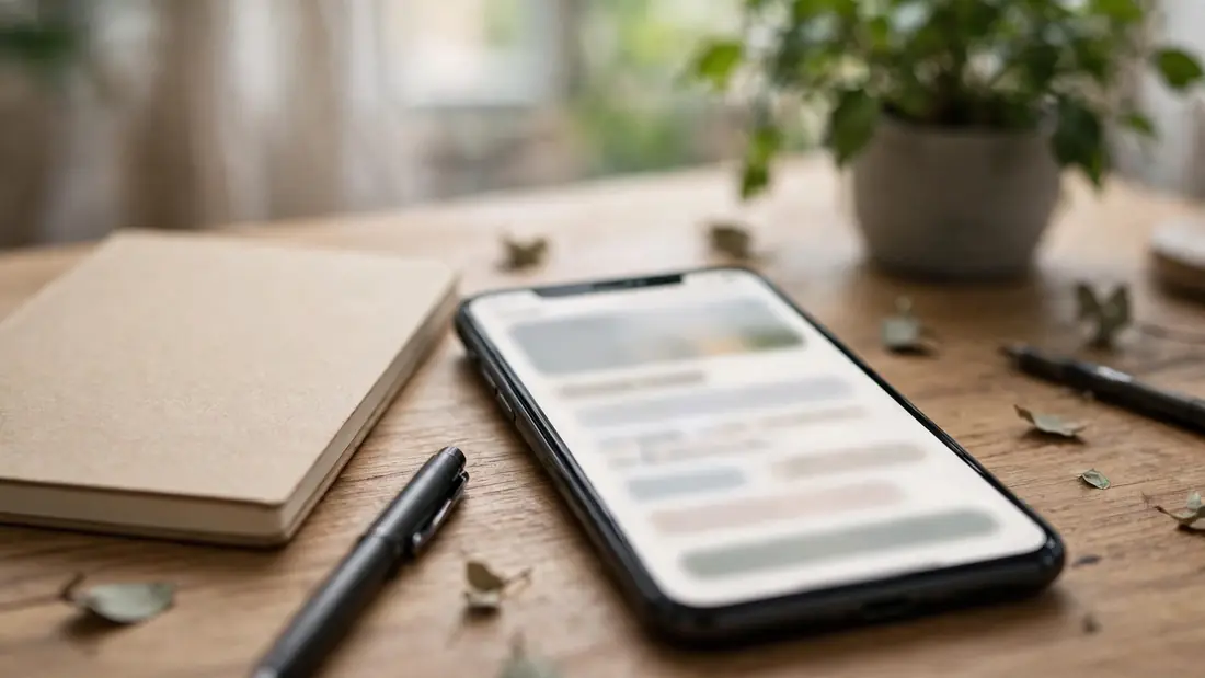 Smartphone showing a newsletter signup page on a desk with notebook
